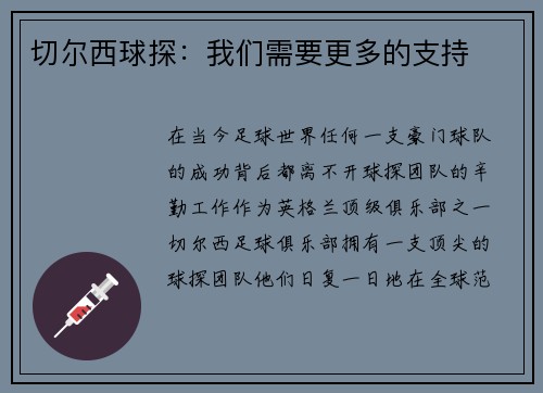 切尔西球探：我们需要更多的支持
